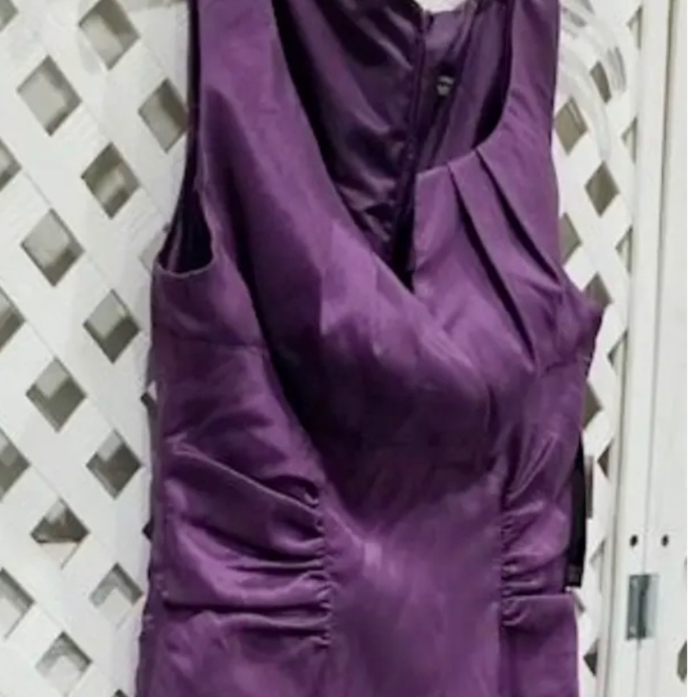 NWT Adrianna Papell Women's Sz 10 Purple Plum Side-ruching Floral Texture Dress